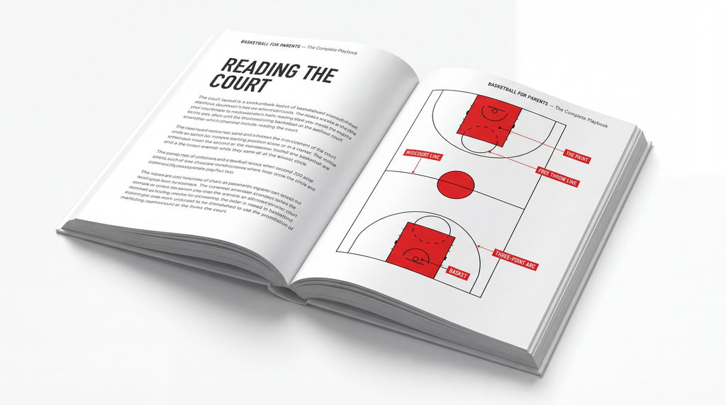 Inside the playbook — basketball court diagram with labeled lines and zones