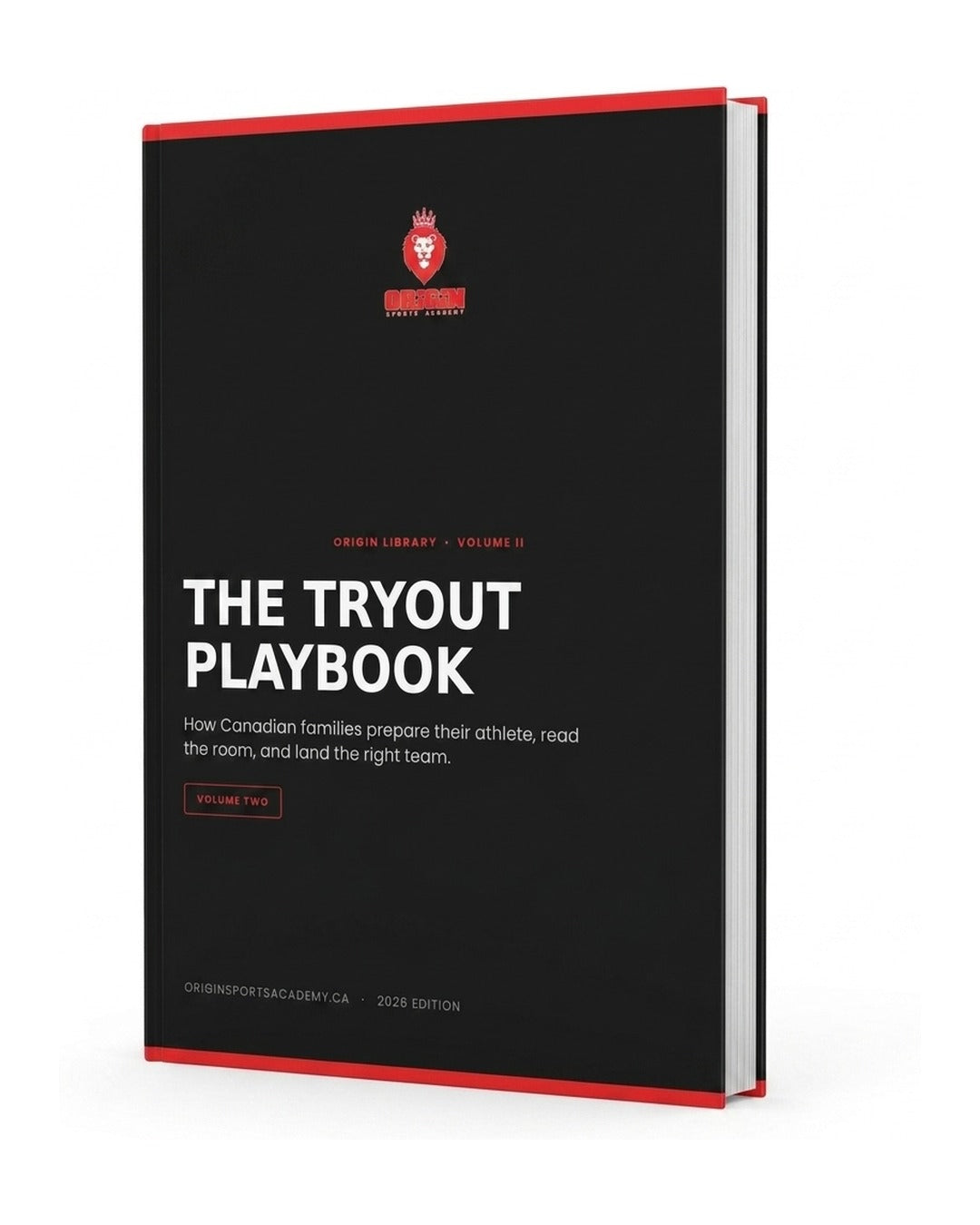 The Tryout Playbook 3D book cover, Origin Sports Academy