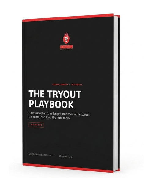 The Tryout Playbook 3D book cover, Origin Sports Academy